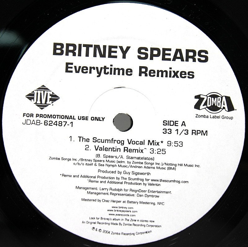 Britney Spears – “Everytime (Remixes)” 2004 – 12″ SINGLE – Jive Records – USED