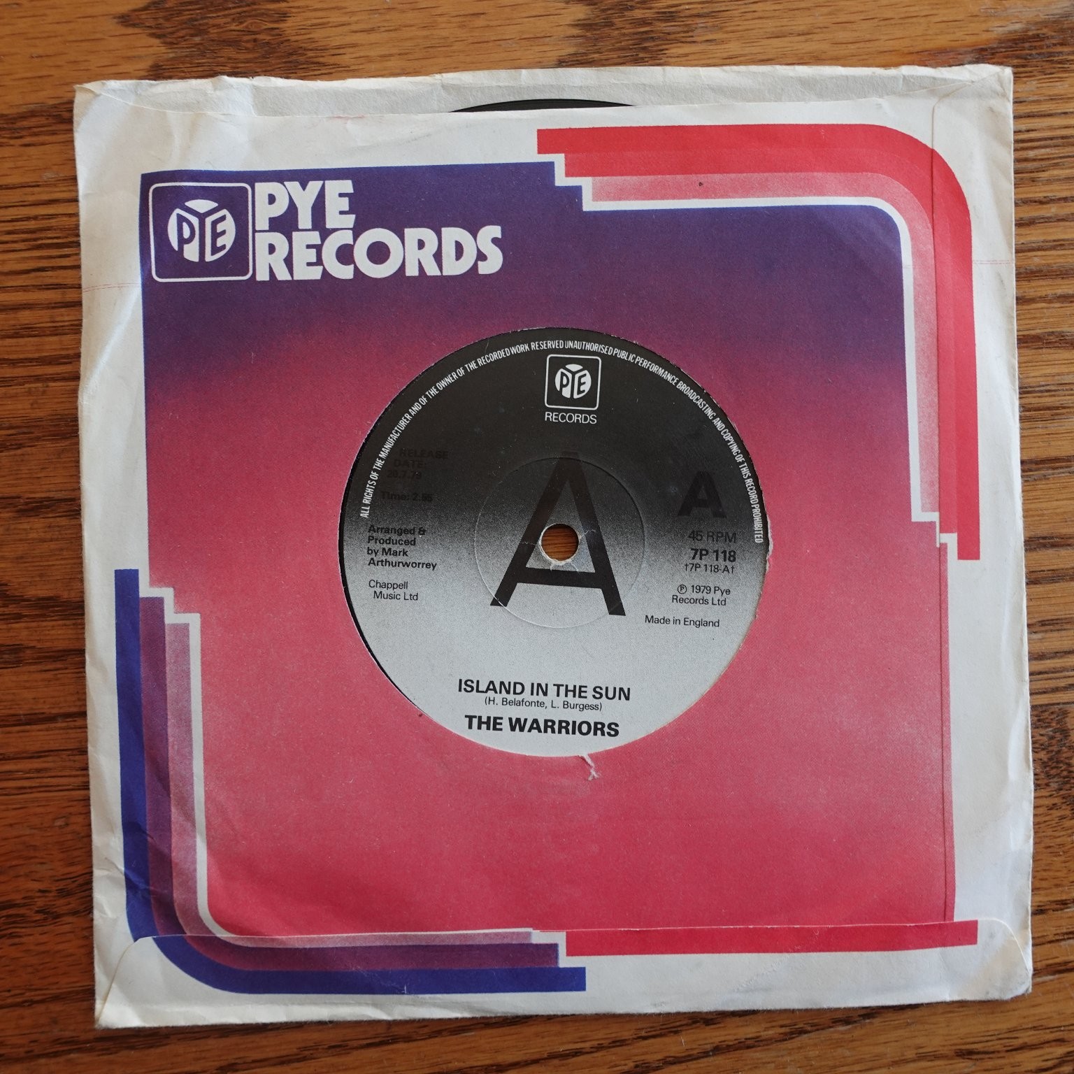 The Warriors – Island In The Sun 7″ Single 1979 Pye Records Reggae 45 RPM