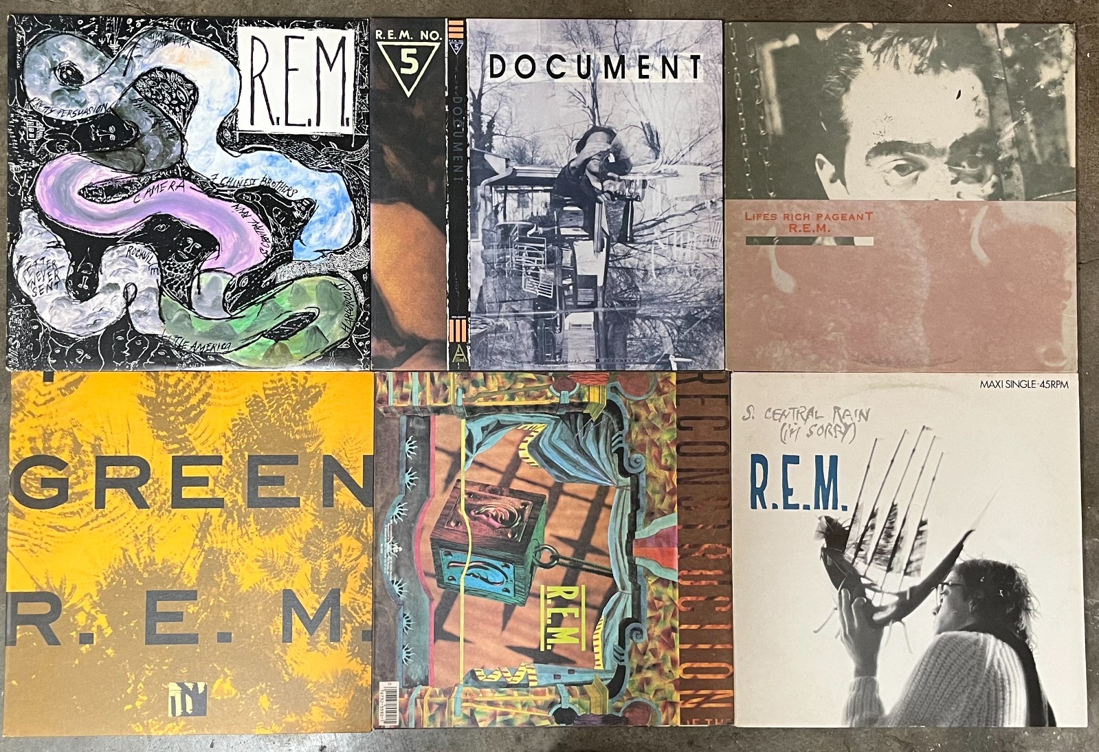 R.E.M. VINYL LOT – GREEN/RECKONING/PAGEANT/DOCUMENT/FABLES/S CENTRAL RAIN lp irs
