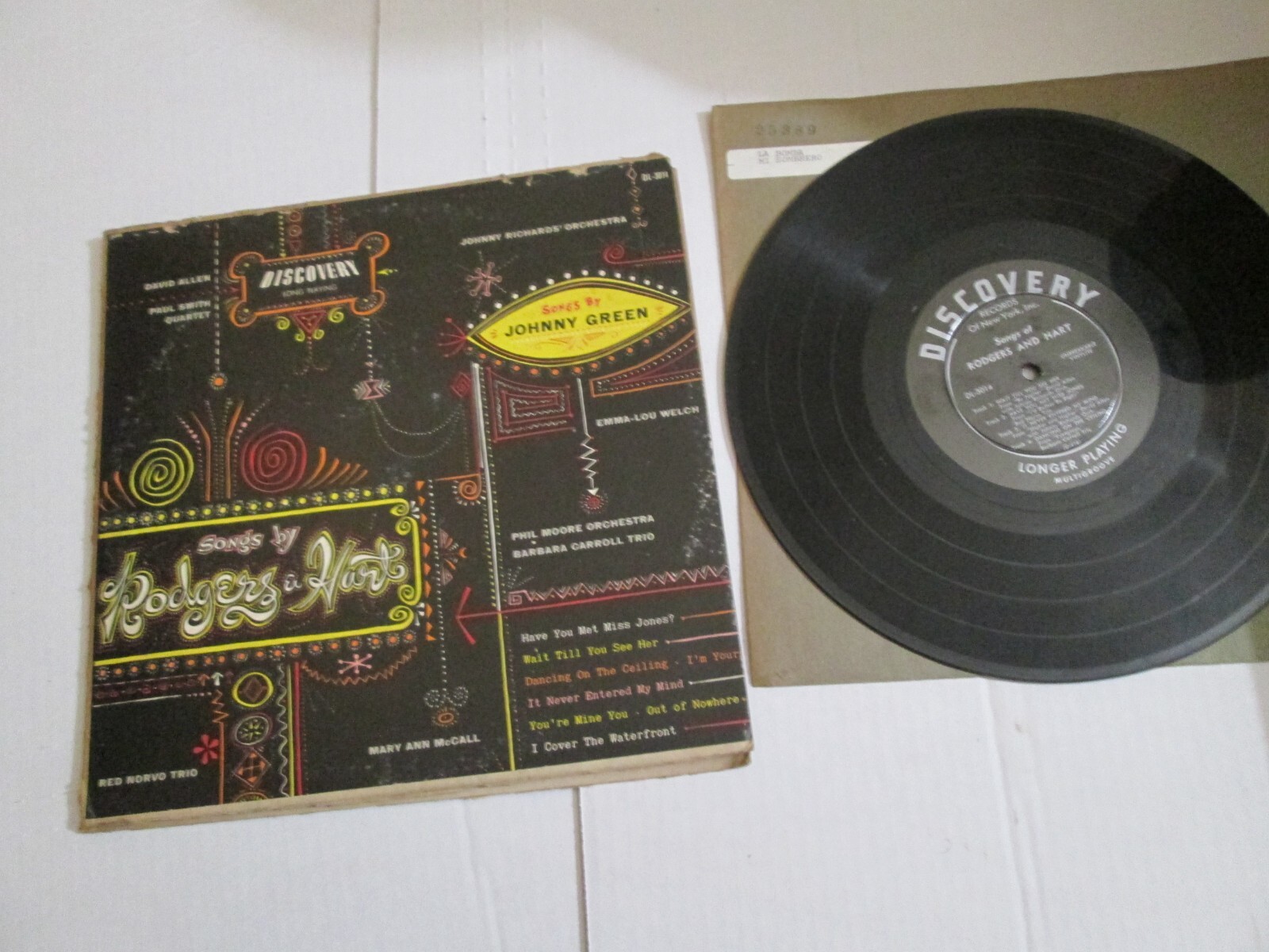 SONGS BY JOHNNY GREEN Rare DISCOVERY Jazz 10” LP Barbara Carroll Mary Ann McCall