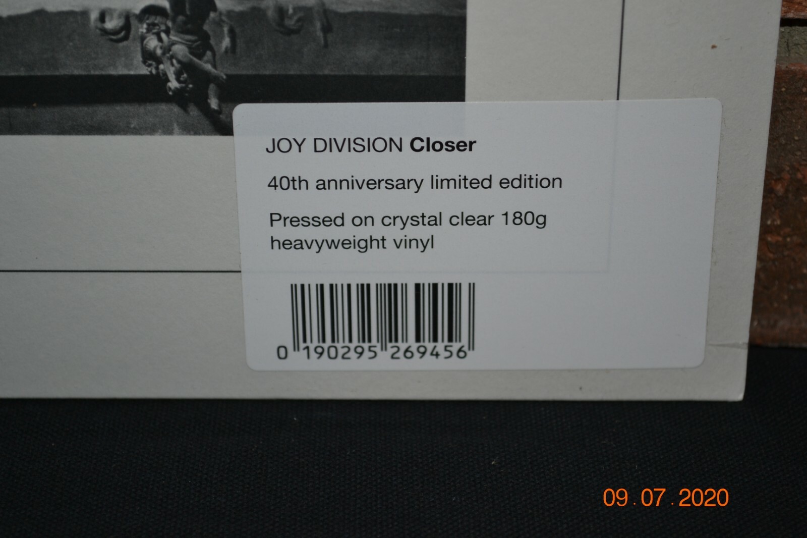 JOY DIVISION – Closer, Limited 40th Anni 180 Gram CRYSTAL CLEAR VINYL LP New!