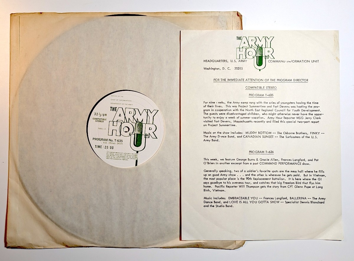 The Army Hour Radio LP T-635/T-636 Fort Devens Vietnam War Long Binh history