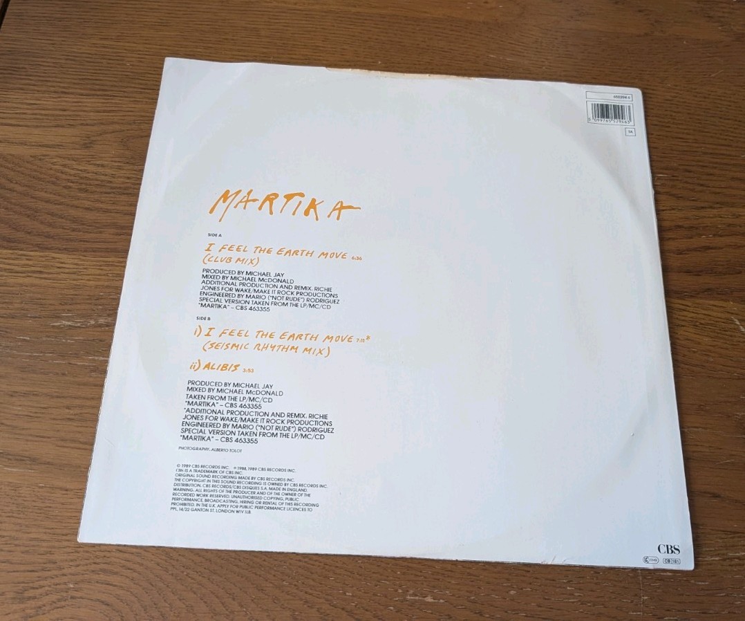 Martika, I Feel The Earth Move 12 inch single vgc+ play tested vinyl