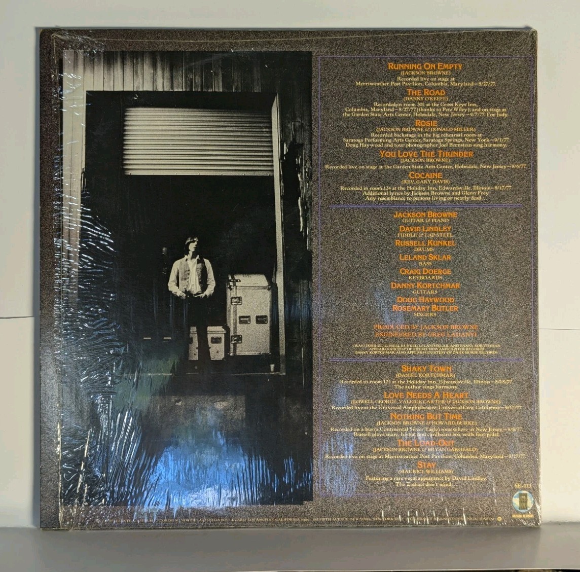 JACKSON BROWNE 🔷 RUNNING ON EMPTY LP 1977 ASYLUM LP 6E-113 NEAR MINT w/INSERT