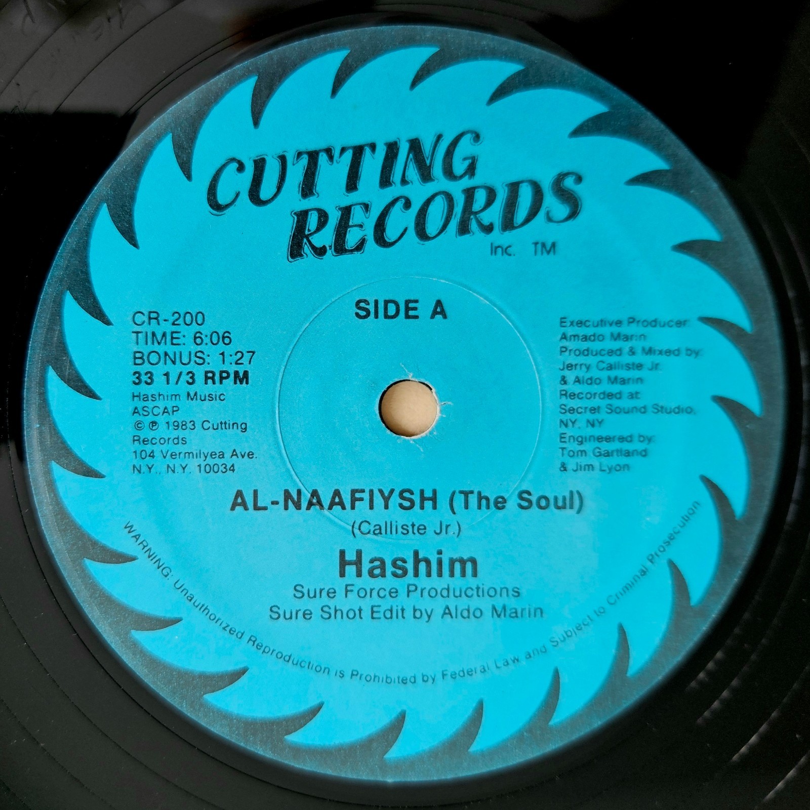 ELECTRO-FUNK – HASHIM – AL-NAAFIYSH (THE SOUL) – CUTTING RECORDS OG 2ND PRESSING