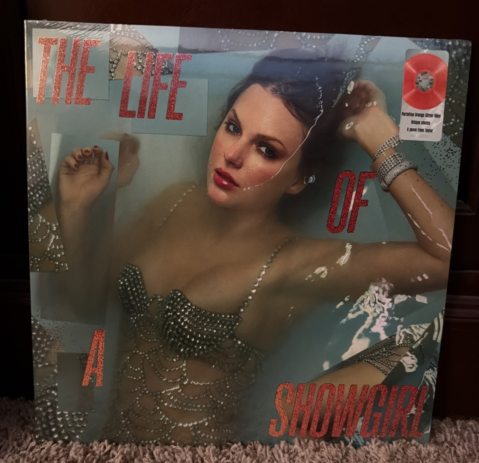 Taylor Swift – The Life of a Showgirl Portofino Orange Glitter Vinyl New Sealed