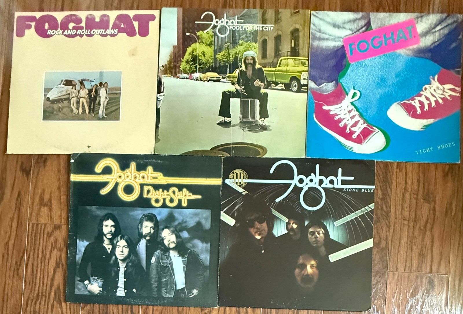Lot of 5 Foghat Vinyl LPs Fool for the City Night Shift Stone Free Tight Shoes