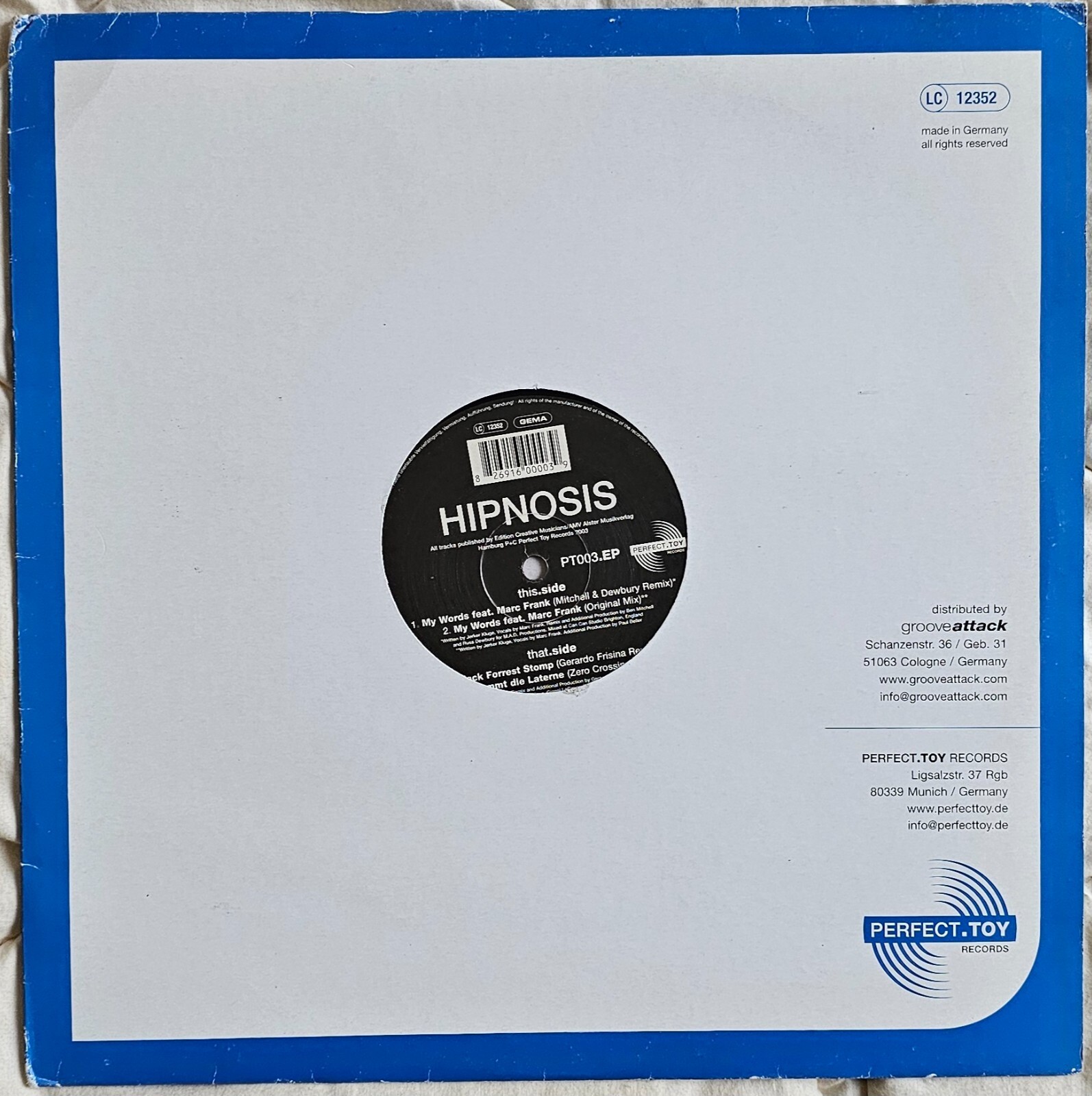 Hipnosis ‎– Hipnosis EP 12″ Vinyl