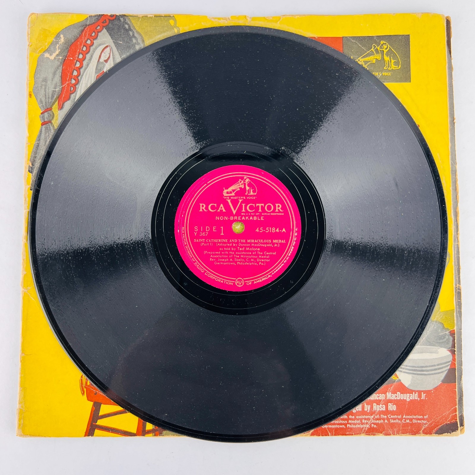Ted Malone – Saint Catherine And The Miraculous Medal 78RPM Single Record 2x 10″