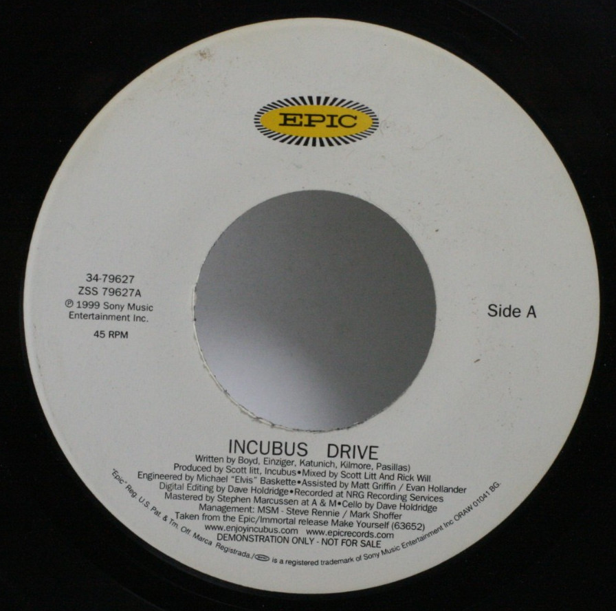 Incubus 45 7″ Drive – 90’s 2000’s Metal Rock Pop Rare
