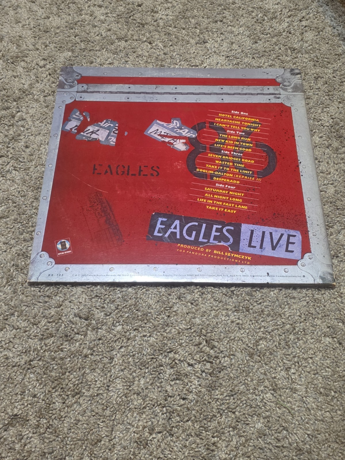 The Eagles Live 2-Record Set w/poster Vinyl Bb-705 1980
