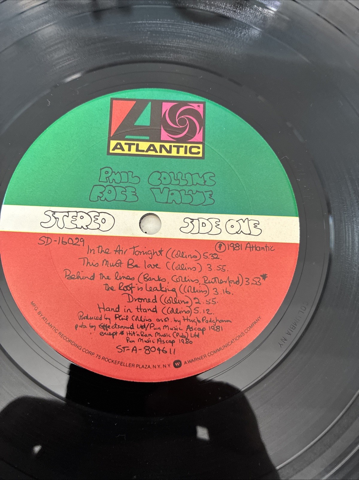PHIL COLLINS Face Value SD16029 LP Vinyl
