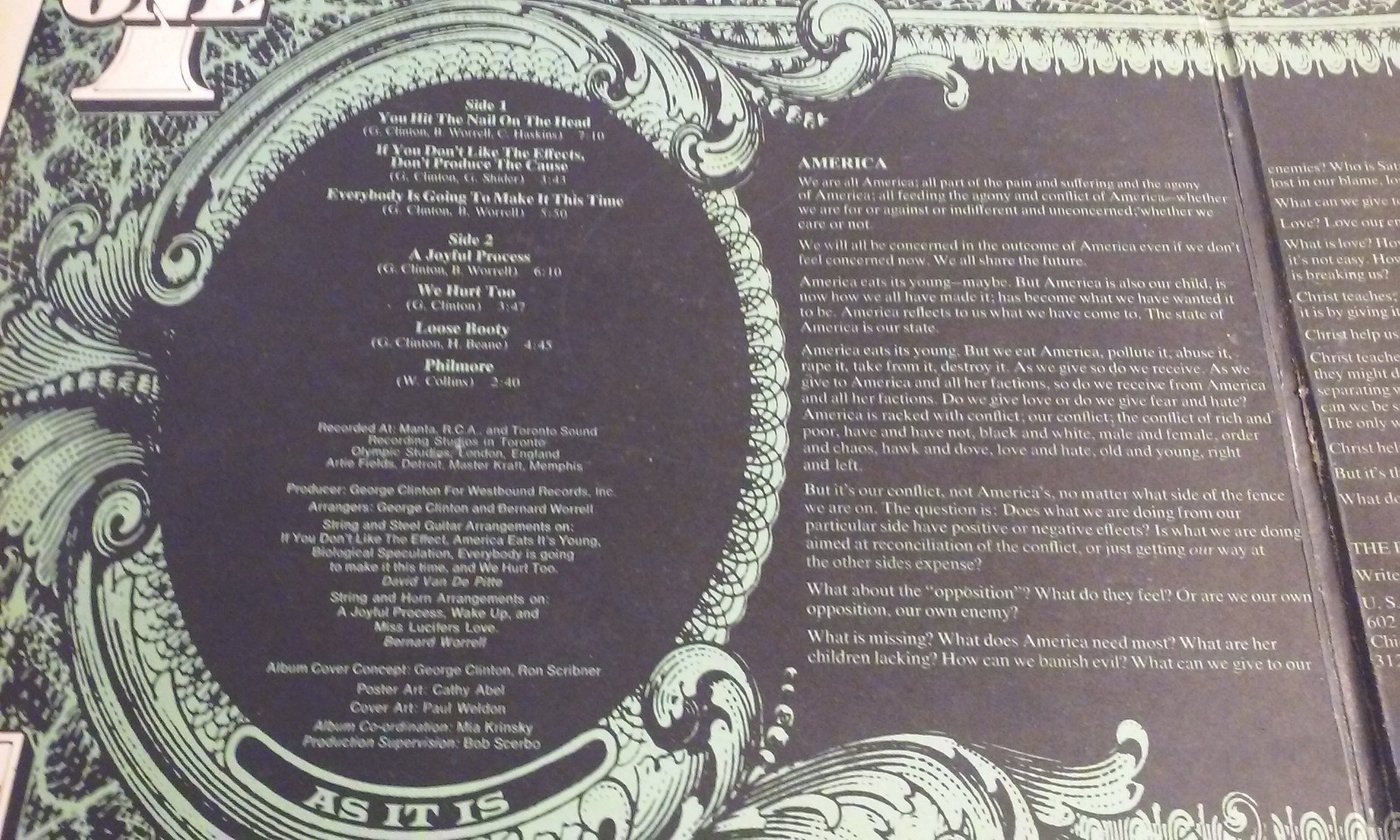 Funkadelic America Eats Its Young 2xLp 1972 Westbound 2WB 2020 VG/VG Scarce