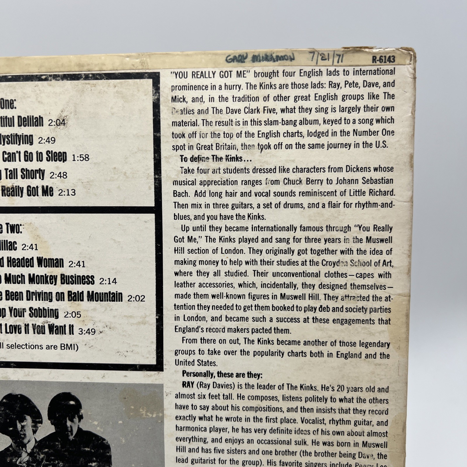 THE KINKS, YOU REALLY GOT ME, LP, REPRISE 6143 MONO ORIGINAL FIRST PRESSING 1965