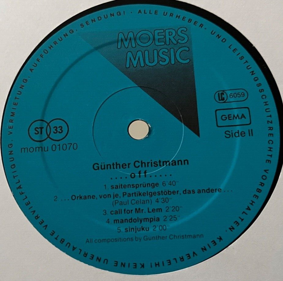 GUNTER CHRISTMAN – ..Trombone, double bass a.o…OFF… ~ MOERS 01070 {nm orig}