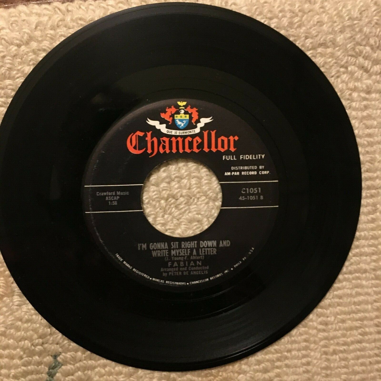 FABIAN Strollin’ in the Springtime/Write Me a Letter CHANCELLOR C1051 45 rpm