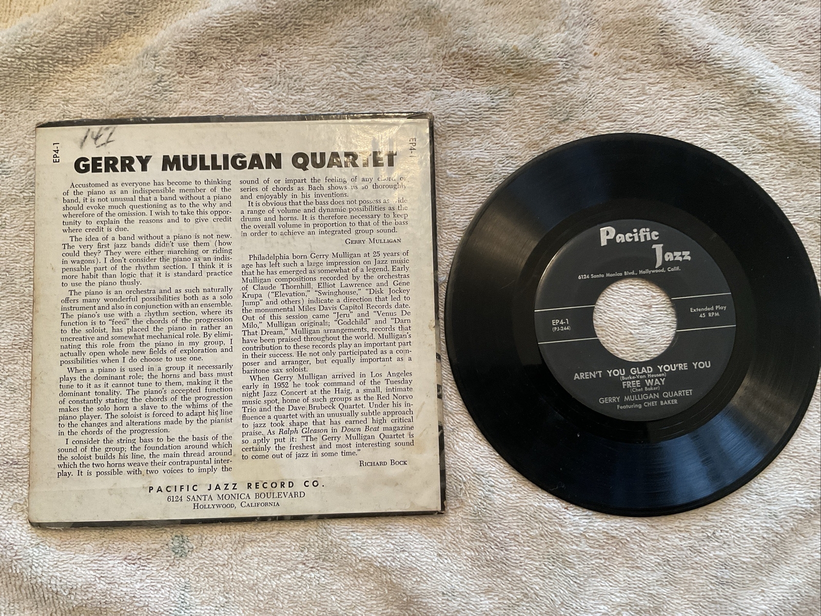 GERRY MULLIGAN QUARTET Pacific Jazz 7″ EP4-1