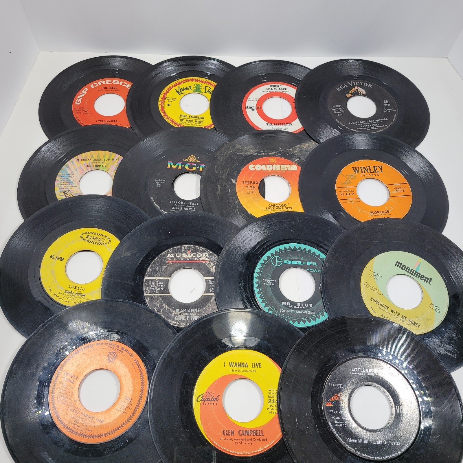 Lot of 15 VTG 45 RPM Records Various Artists Assorted Titles