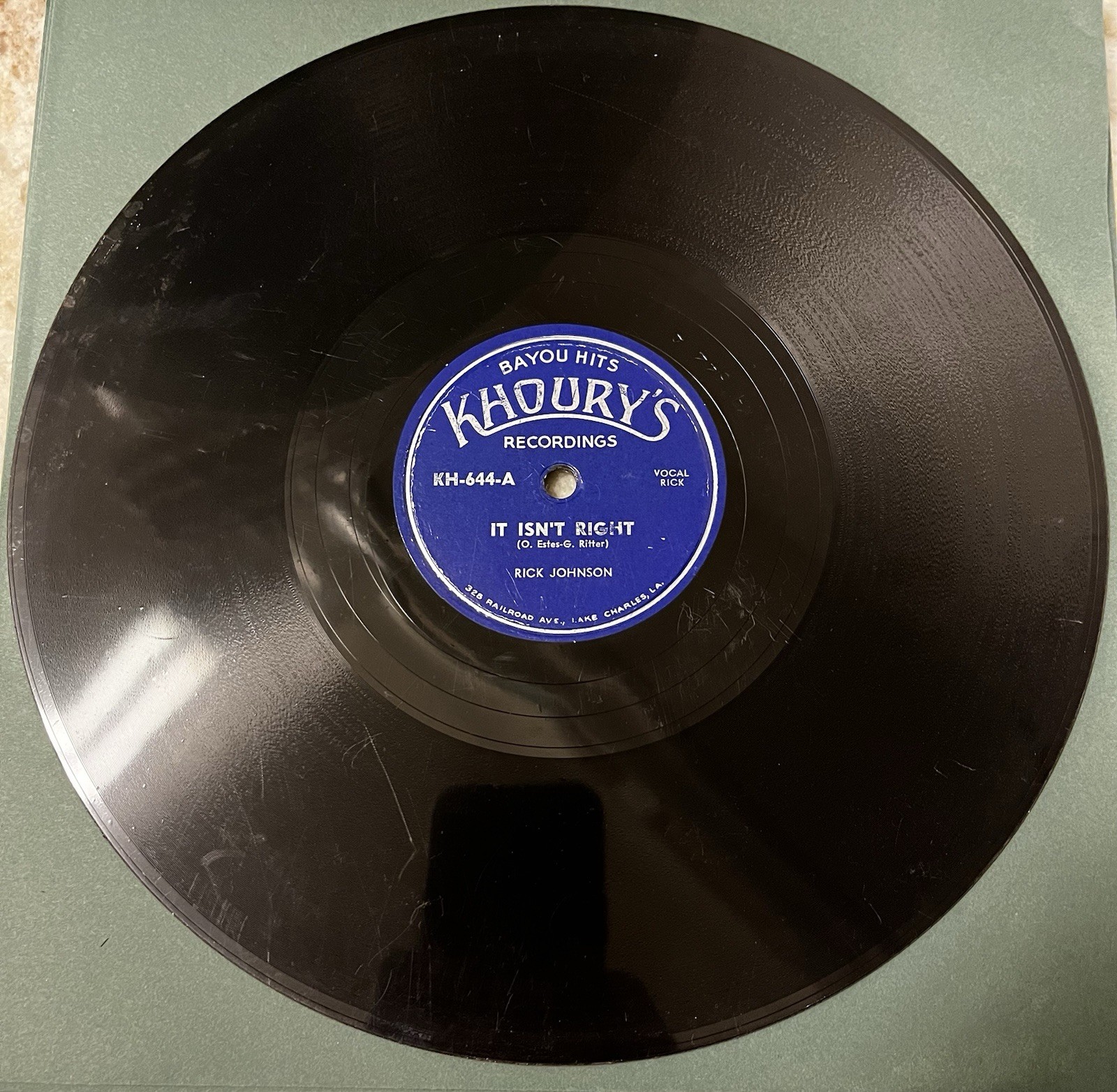 1954 Cajun HILLBILLY 78 RICK JOHNSON “ It Isn’t Right “ KHOURY’S 644 Excellent