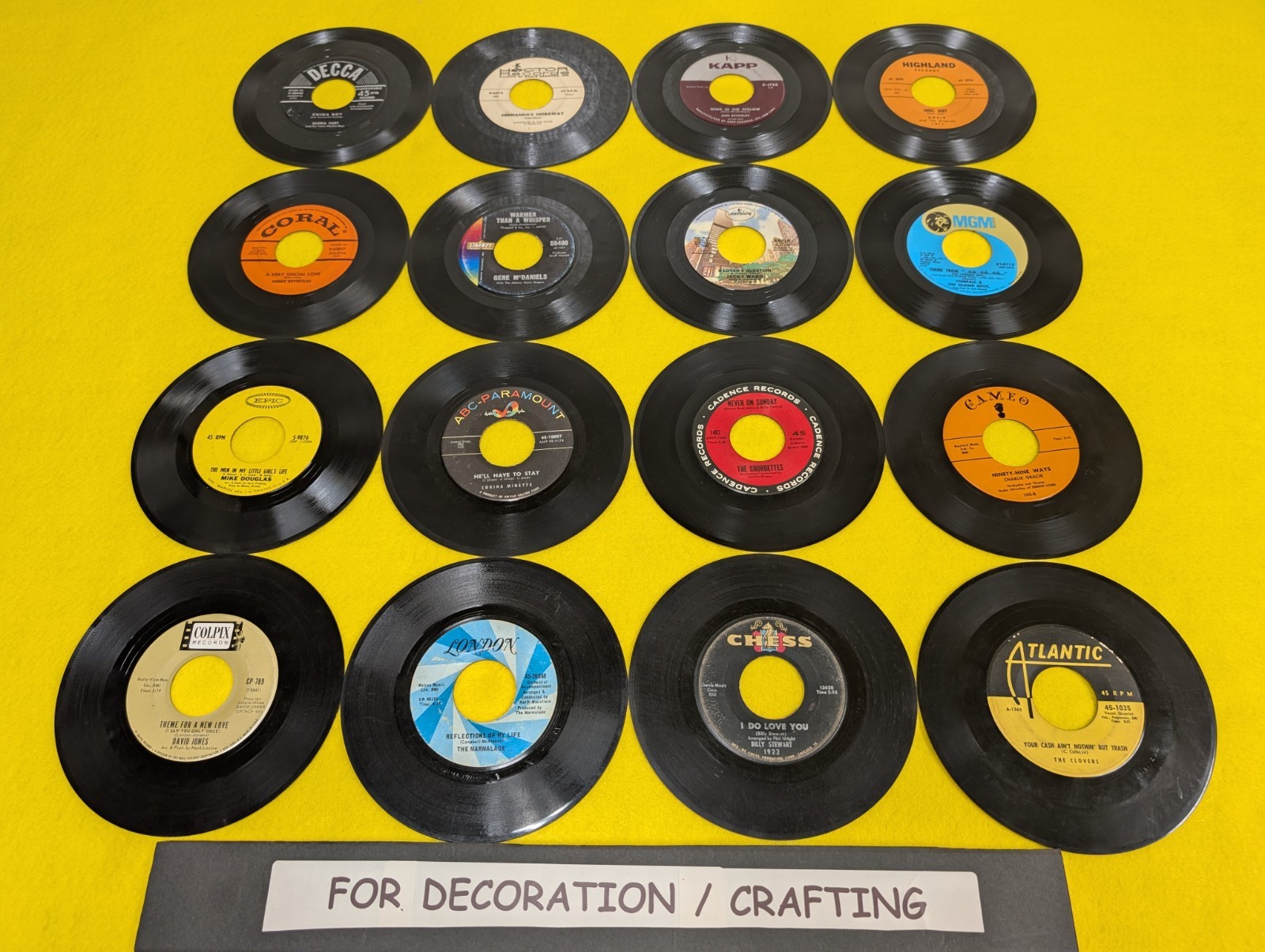 FOR DECOR LOT OF 16 RARE LABEL 7″ 45 RECORDS Colpix Chess Kapp MGM Coral Mercury