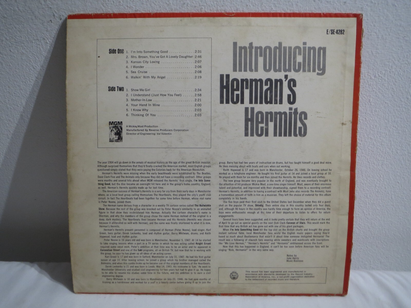 Introducing Herman’s Hermits – MGM – SE-4282 Vinyl LP Album 2nd Cover Mono 1965