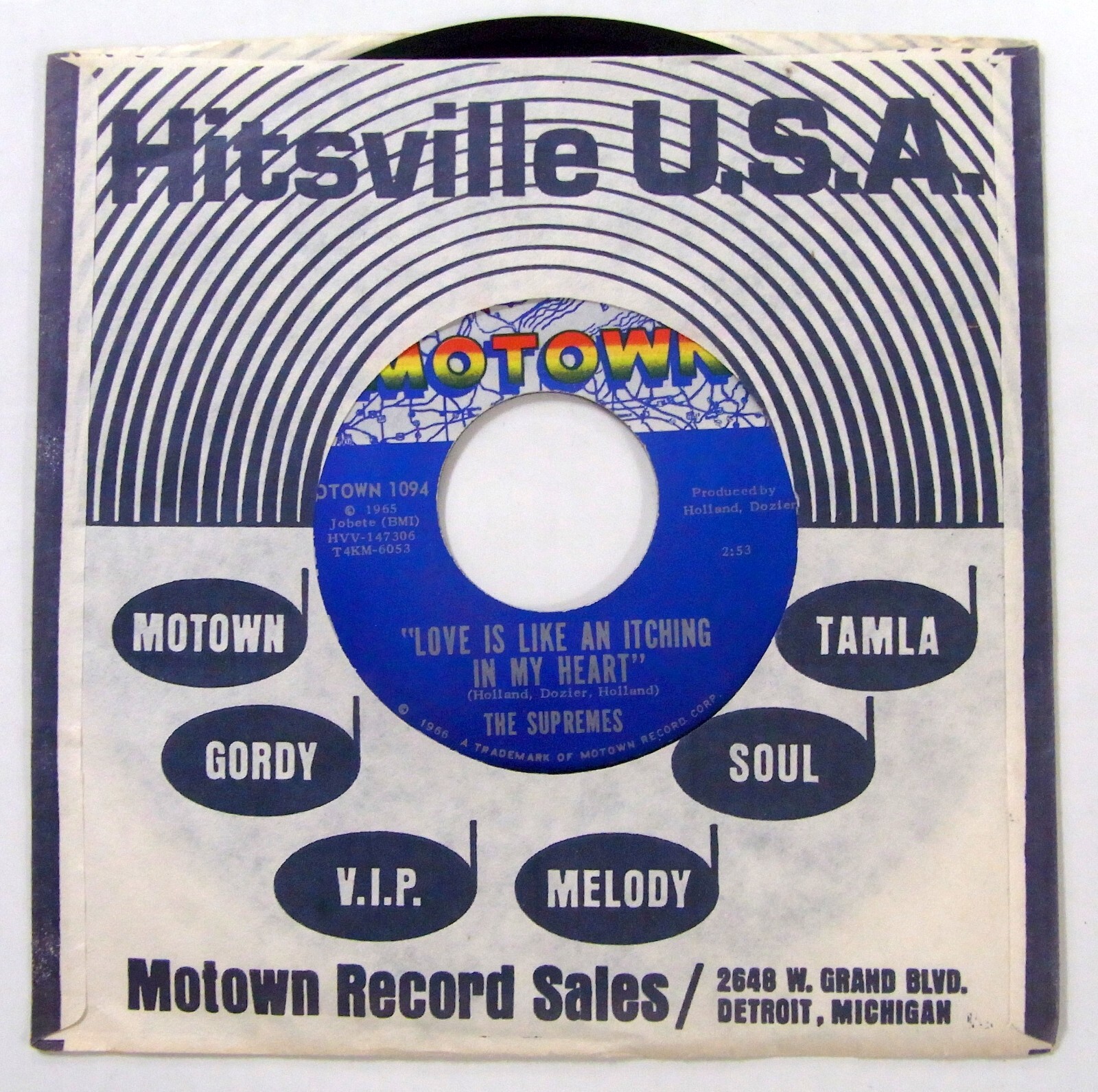 The SUPREMES 45 He’s All I Got / Love is like an itching MOTOWN VG+ 1960’s pop