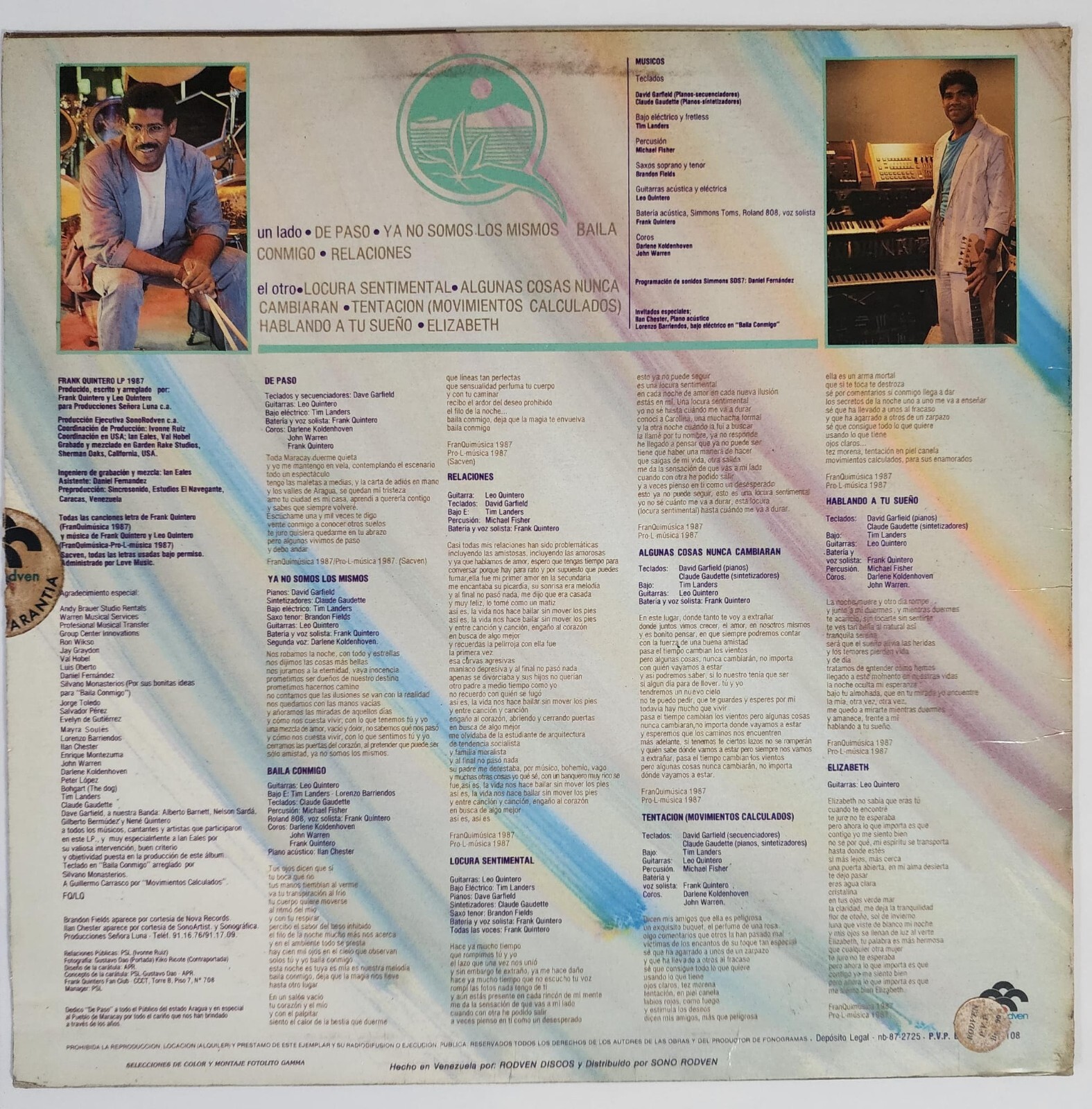 Frank Quintero Hablando A Tu Sueño Lp Vinyl 1987 Venezuela Rock Latin Pop