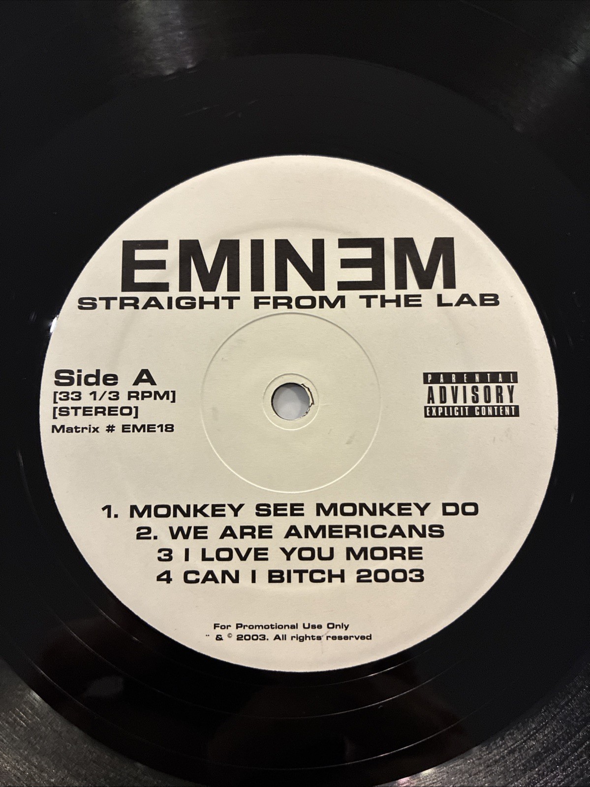 Eminem – Straight From The Lab LP Vinyl Promo 2003 Rap Hip Hop Near Mint