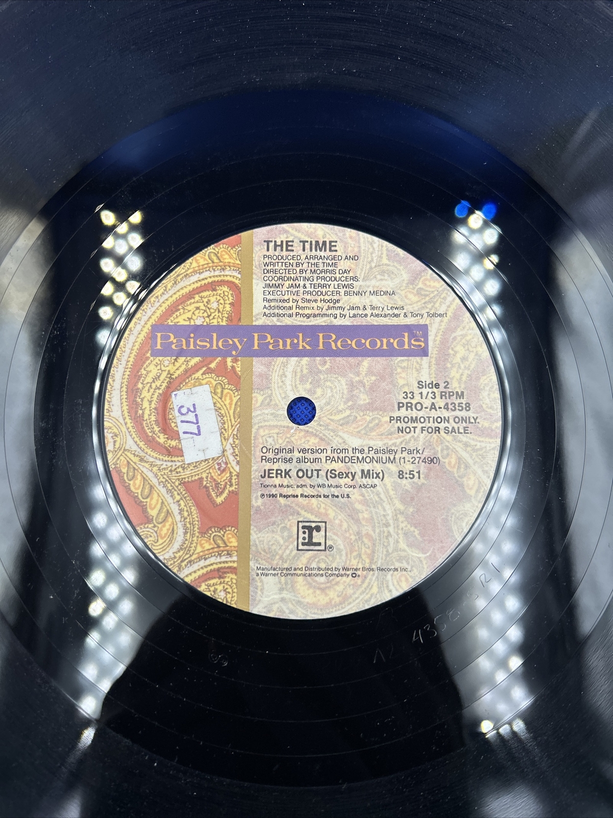 The Time – Jerk Out 12″ Promo LP VG+/VG Cleaned Play‑Tested 33 RPM