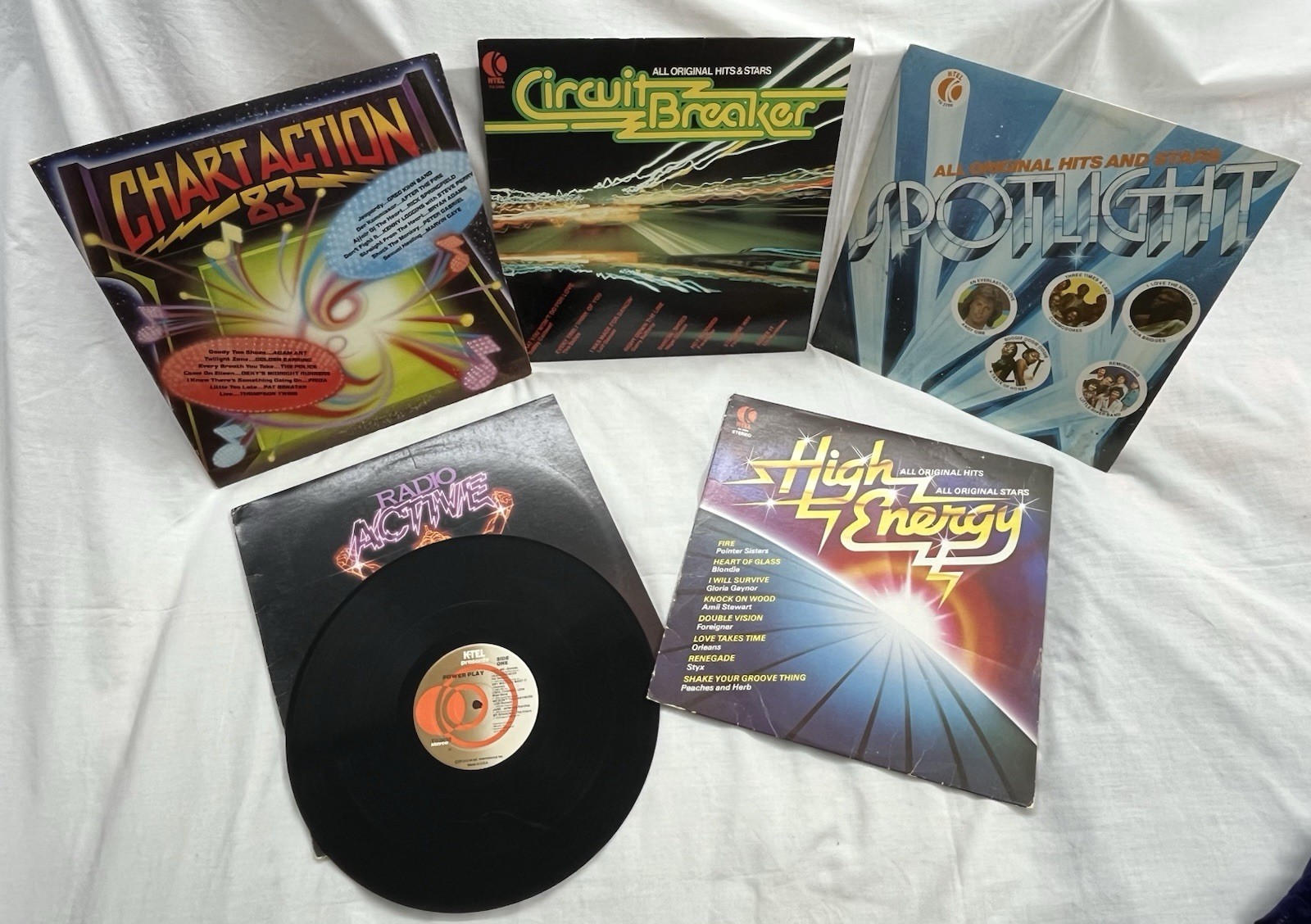 K-Tel Vinyl Record Albums Lot Of 5 70-80’s Vintage LP’s Chart Action/Spotlight