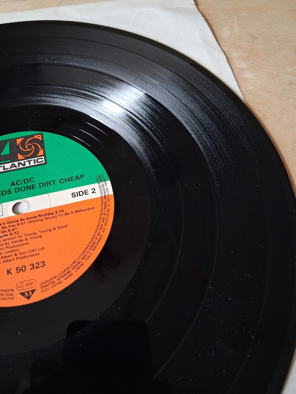 AC/DC Dirty Deeds Done Dirt Cheap Germany Atlantic ATL 50323 with Lyric Sht EX+