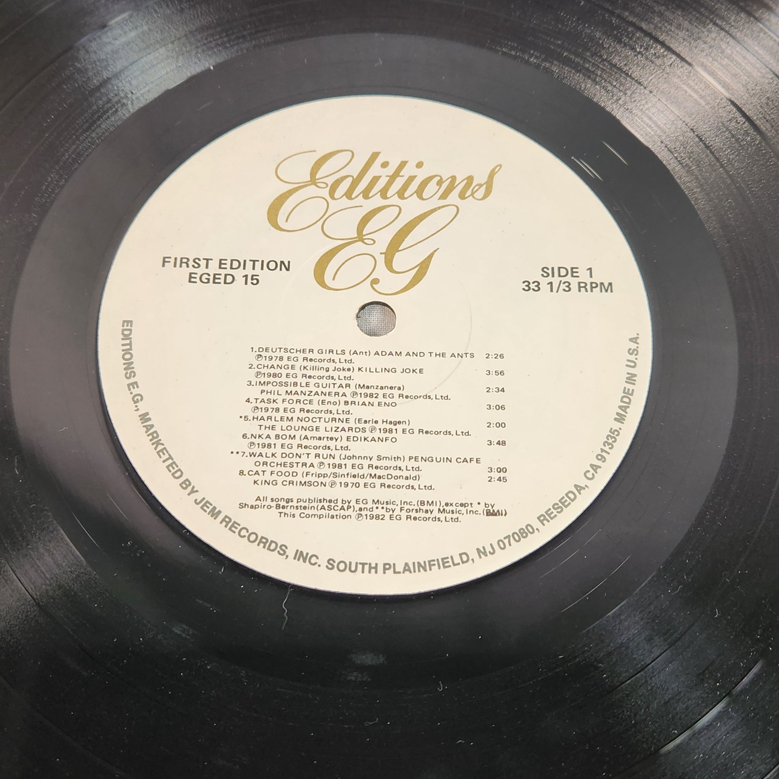 Various – First Edition Vinyl LP (1982 US) Editions EG Electronic Jazz Rock VG