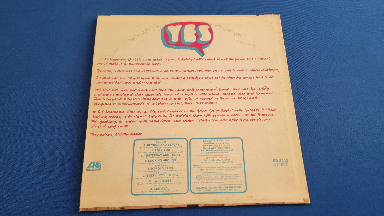 YES (SELF-TITLED) (1969 Vinyl)