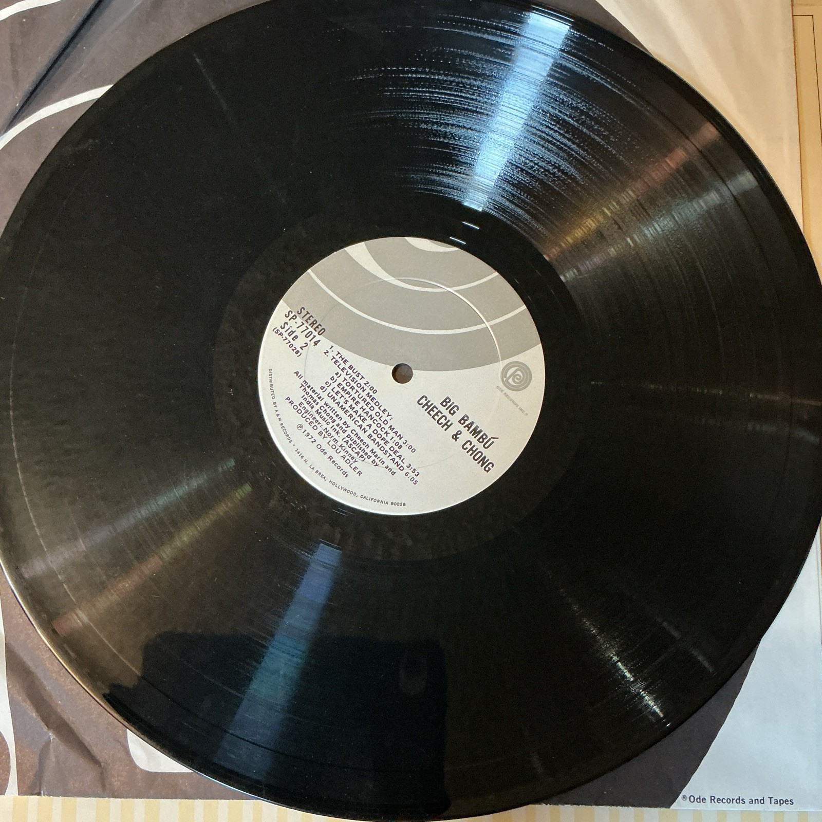 Cheech & Chong Big Bambu 12″ With Paper Vinyl LP Stereo Ode Records1972 SP-77014