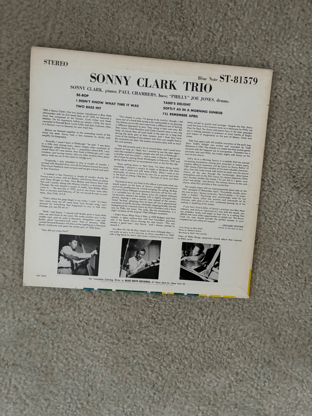Sonny Clark Trio – 1977 Blue Note Ltd. Edition – GXF 3005 w/insert – Japan