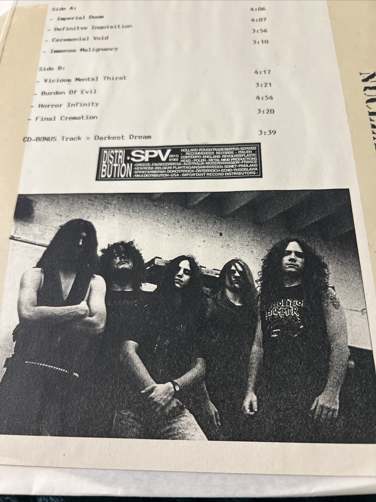 Monstrosity – Imperial Doom Promo Vinyl 1st Pressing Rare