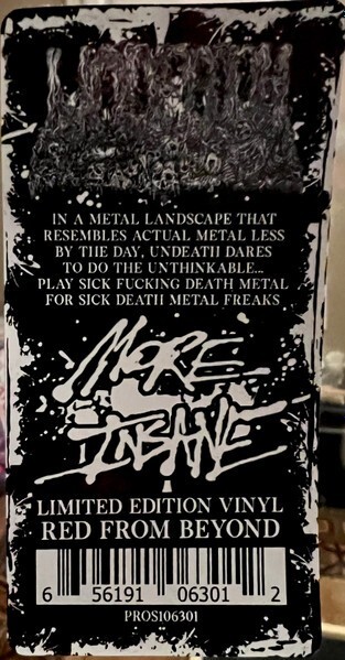 Undeath ‎- More Insane LP – COLORED Vinyl Album – SEALED NEW Death Metal Record
