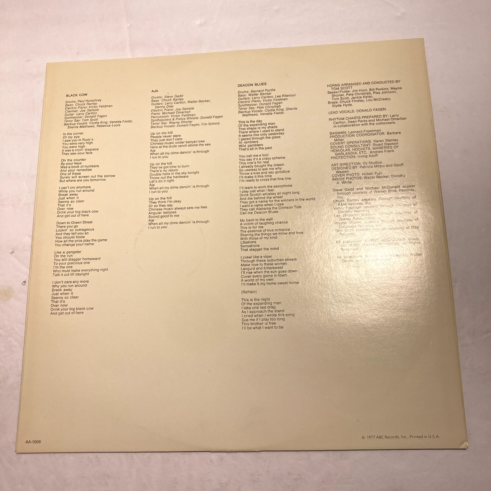 Steely Dan – Aja LP – ABC AA-1006 – Tested VG Vinyl – Gatefold 1977 OG Press