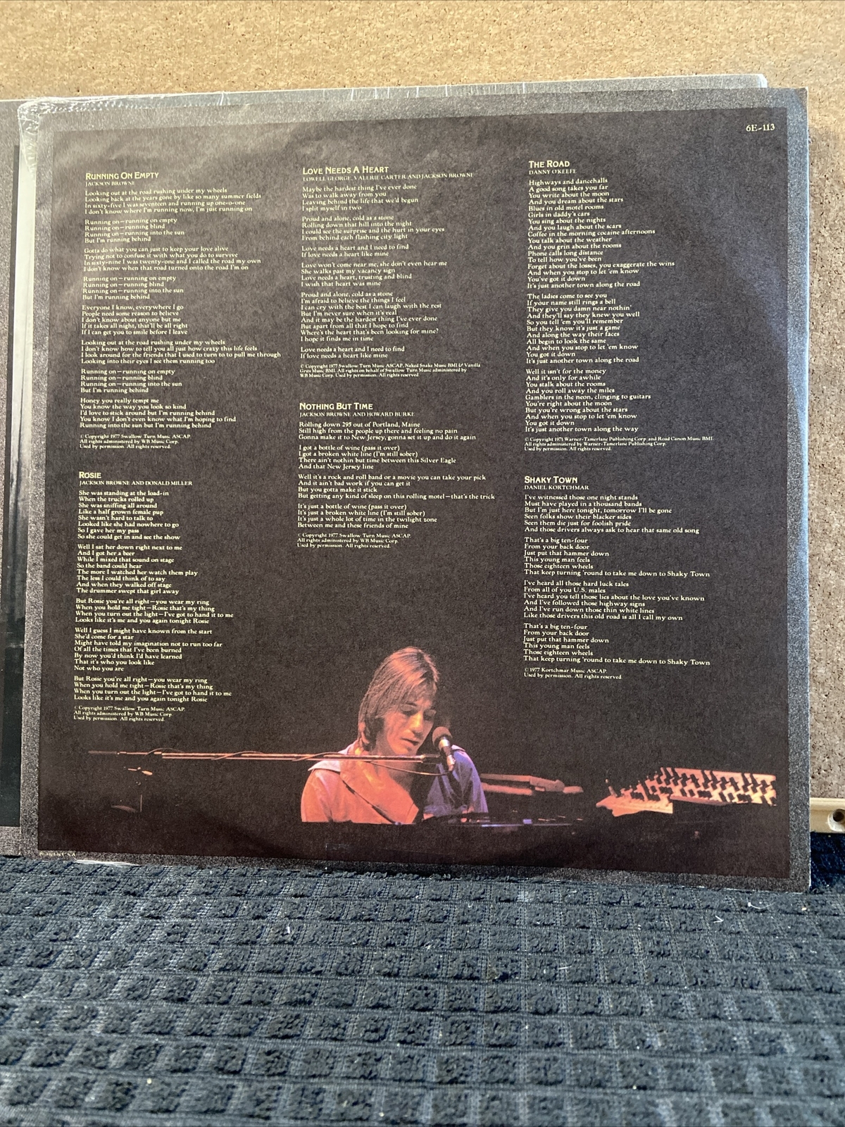 JACKSON BROWNE Running on empty VINYL LP 1977 Asylum 6E-113 /Shrink/ Free Ship