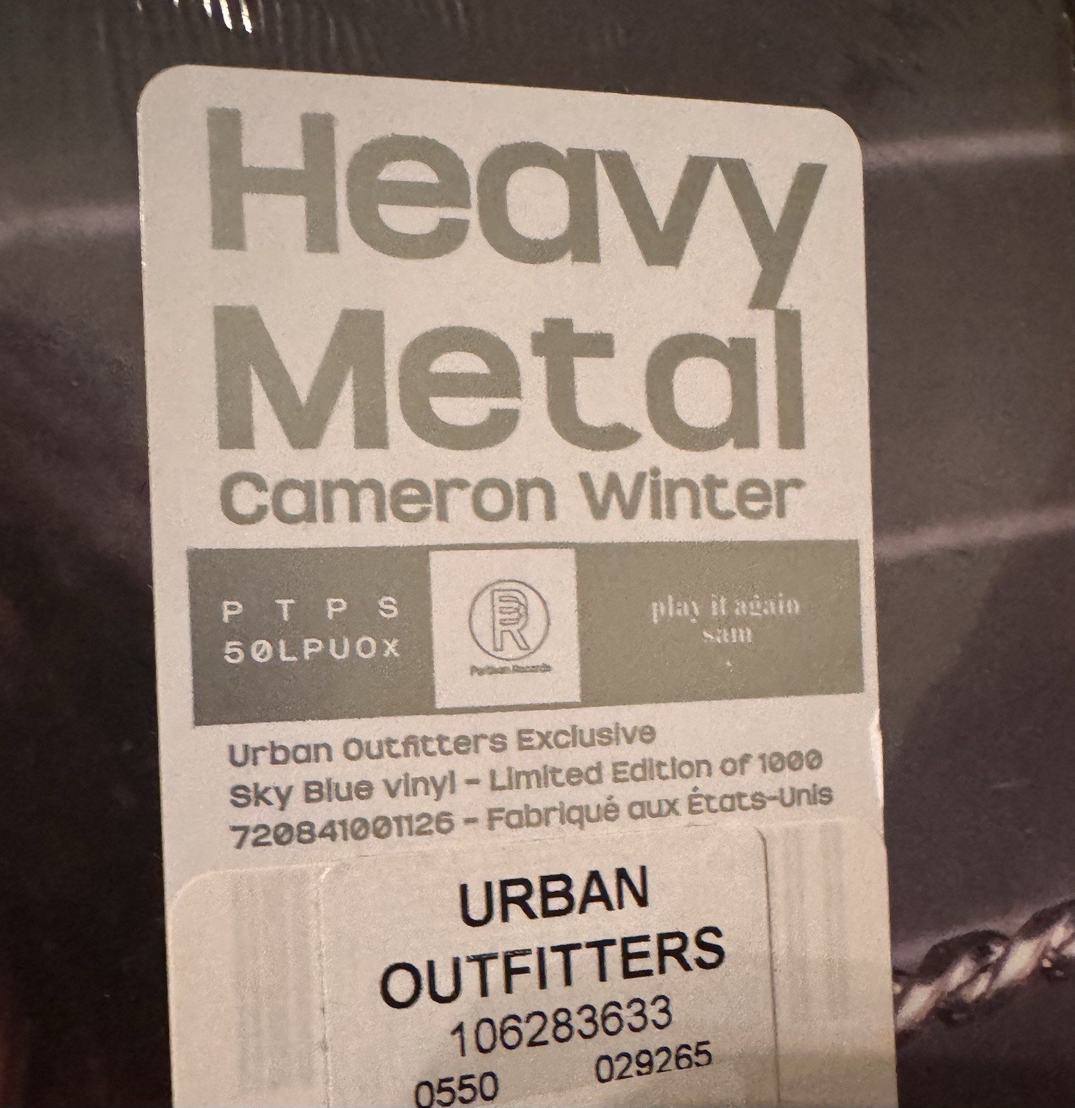 🌀 Cameron Winter Heavy Metal UO LP LIMITED EDITION Sky Blue Vinyl /1000 READ