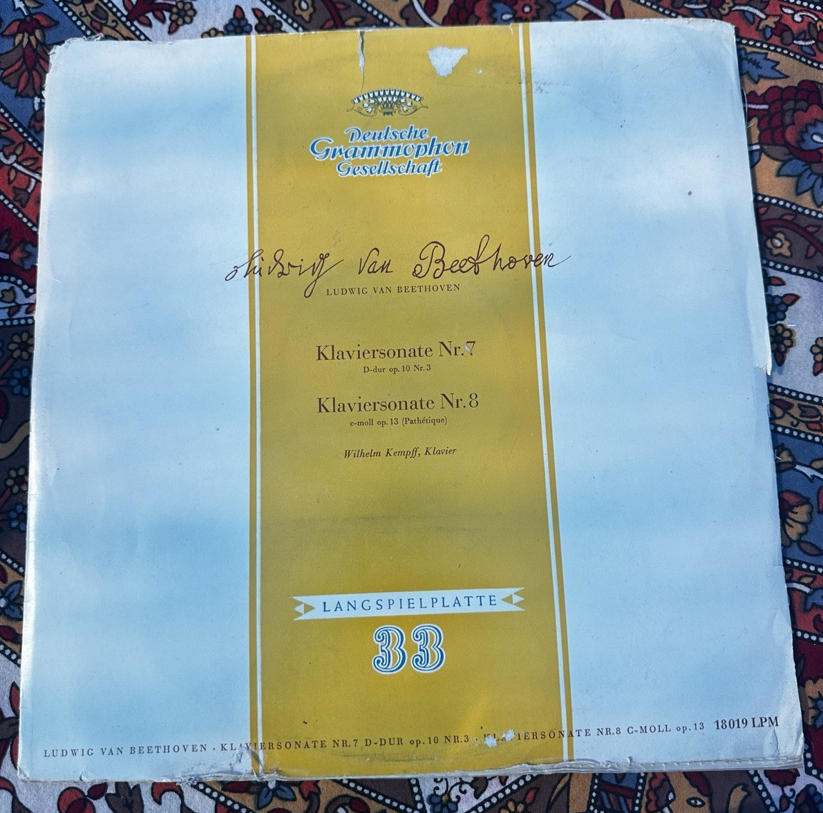 Beethoven Piano Sonata Nos 7 & 8 LP 33 RPM Wilhelm Kempf