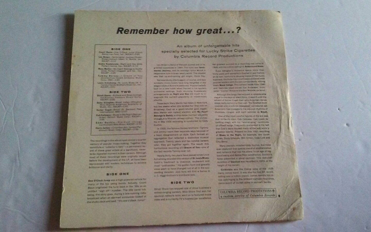 REMEMBER HOW GREAT…? LP Vinyl Record⭐️LUCKY STRIKE COLLECTOR’S ITEM⭐️