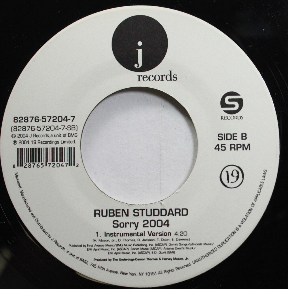 Soul 45 Ruben Studdard – Sorry 2004 Instrumental Version / Sorry 2004 Radio Vers