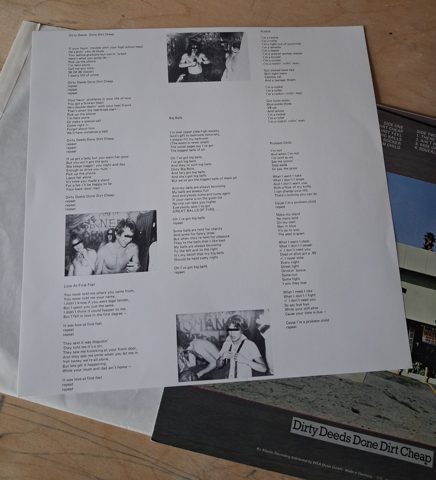 AC/DC Dirty Deeds Done Dirt Cheap Germany Atlantic ATL 50323 with Lyric Sht EX+
