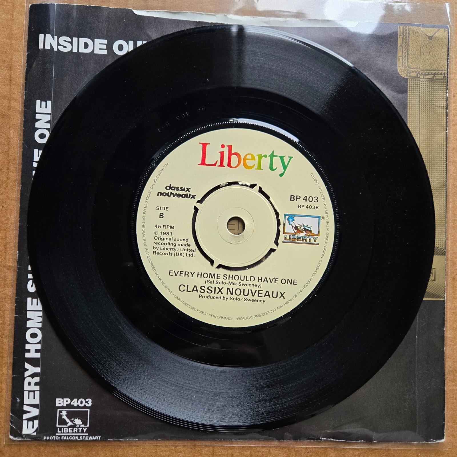 CLASSIX NOUVEAUX Inside Outside UK IMPORT 45 7″ Vinyl Record NEW WAVE SYNTH POP