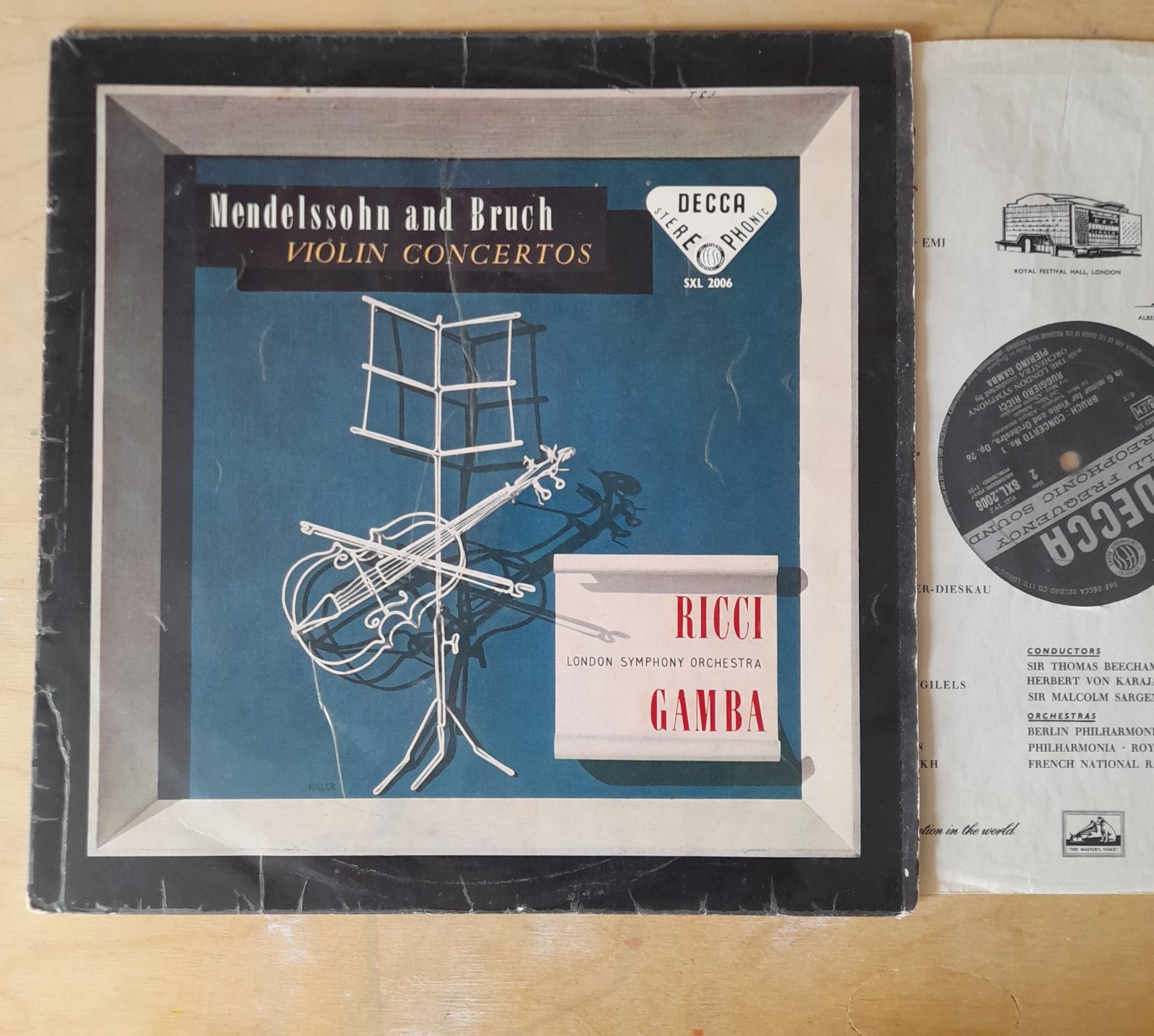 SXL 2006 ED1 Ricci Mendelssohn Bruch Concertos Gamba Decca 1st WBG Stereo