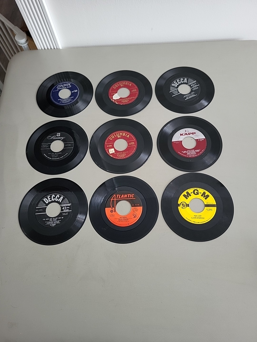 Vtg Lot Of Nine 45RPM Records-Various Titles And Artists