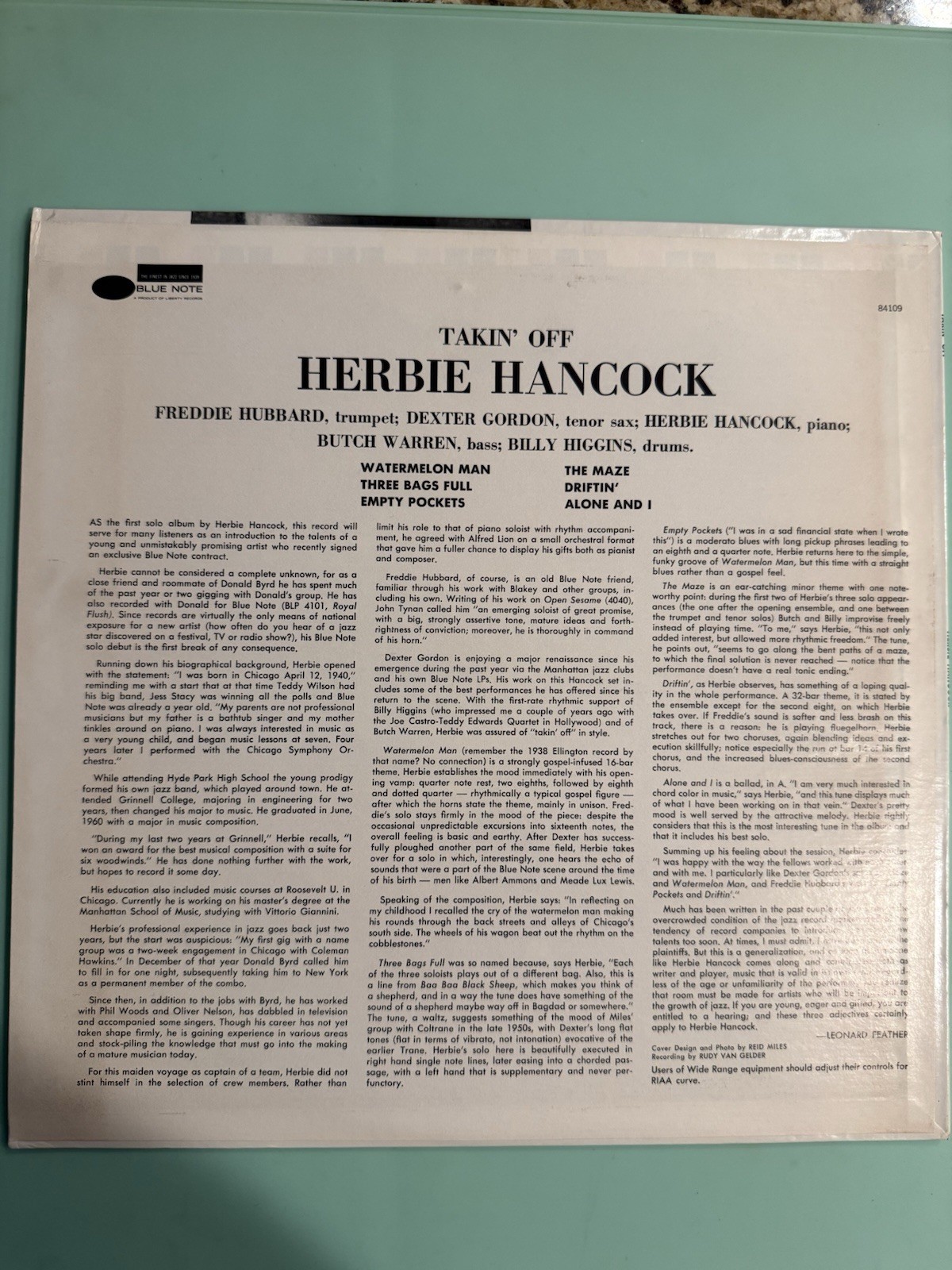 Herbie Hancock Takin’ Off (Vinyl) 12″ Album 1975 Blue Note 84109 Freddie Hubbard