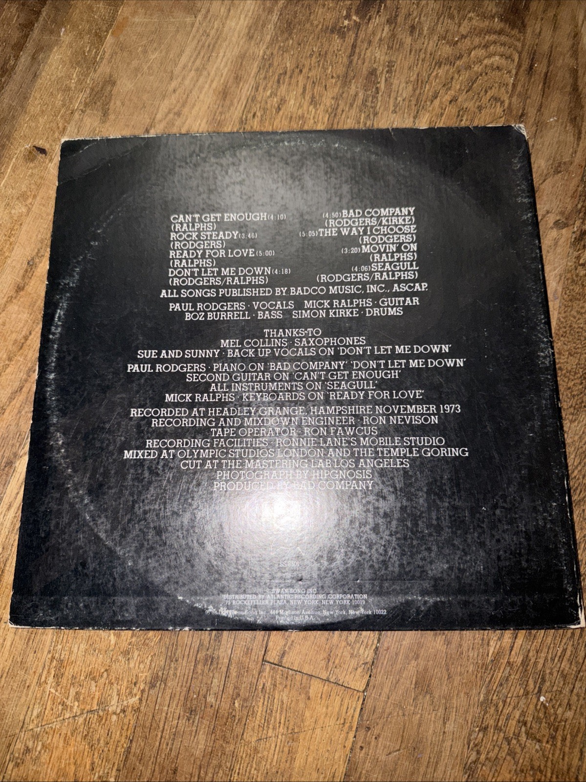 Bad Company BAD CO 1974 LP Vinyl Island Records ILPS 9279
