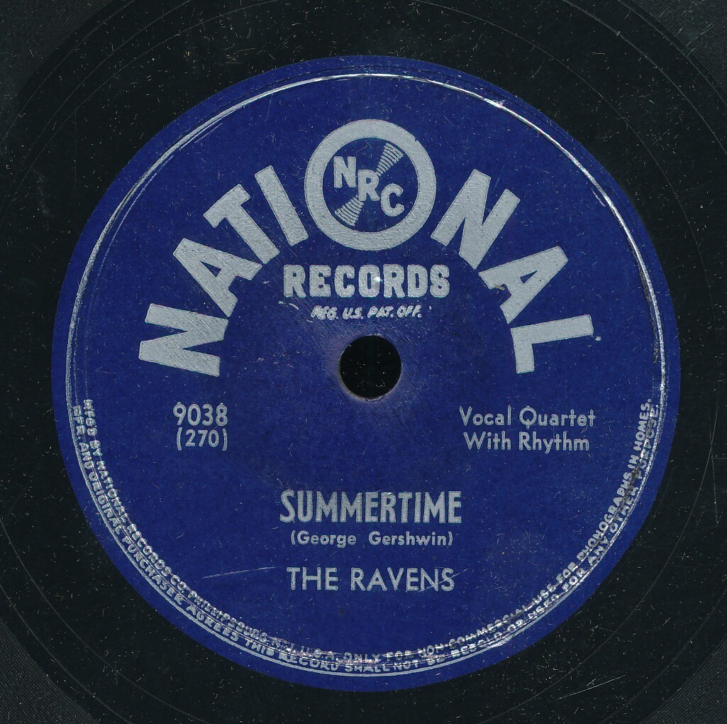 78tk-R&B vocal grp-NATIONAL 9038-Ravens-(Summertime/Write me a Letter)